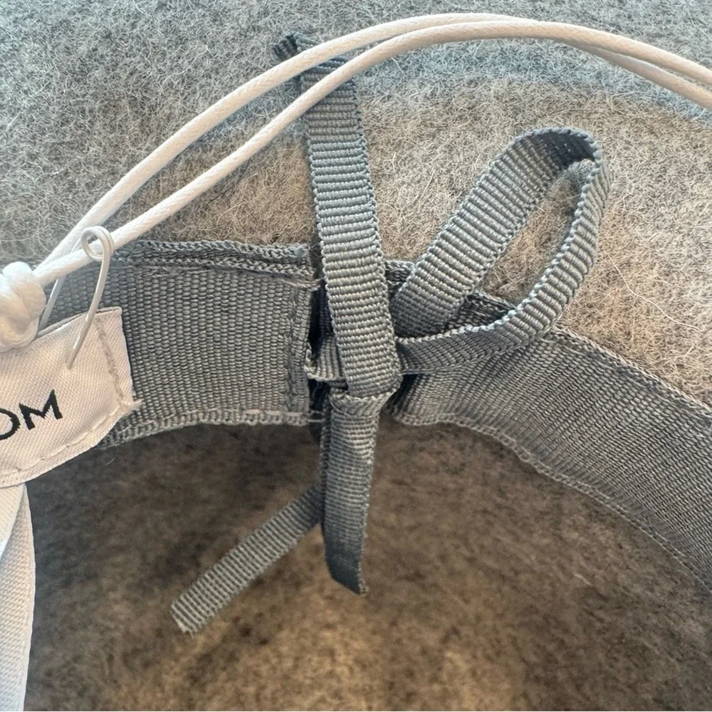 NWT Nordstrom Floppy Wool Panama Hat Gray w/ Black Ribbon Band One Sz Adjustable